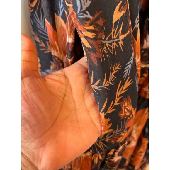 HAPPY x NATURE by Kate Hudson Mini Dress Floral Print in Black & Brown Sz. Large - Picture 9 of 11